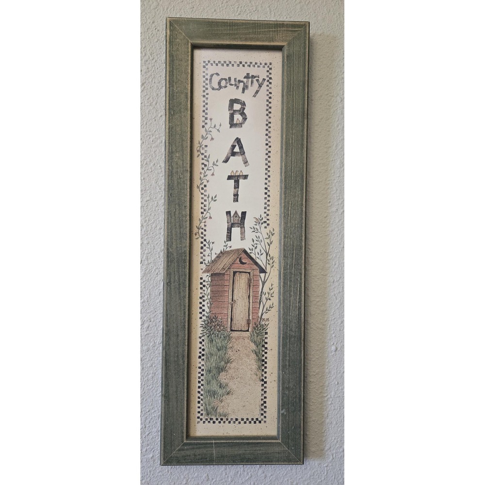 Vintage Linda Spivey Country Bath Outhouse Primitive Bathroom Framed Print - Picture 3 of 8